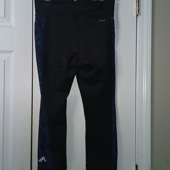 Adidas Climalite black blue workout capri pants Sz S EUC - Picture 4 of 9